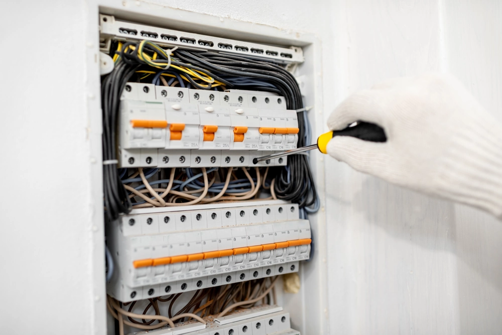 Elektryka: montaż i regulacja bezpieczników w modułowej rozdzielnicy elektrycznej na budowie